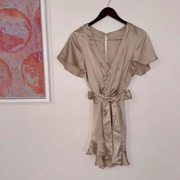 Show Me Your Mumu - Say I Do romper - large - champagne Luxe satin pajamas NWOT - Picture 6 of 16